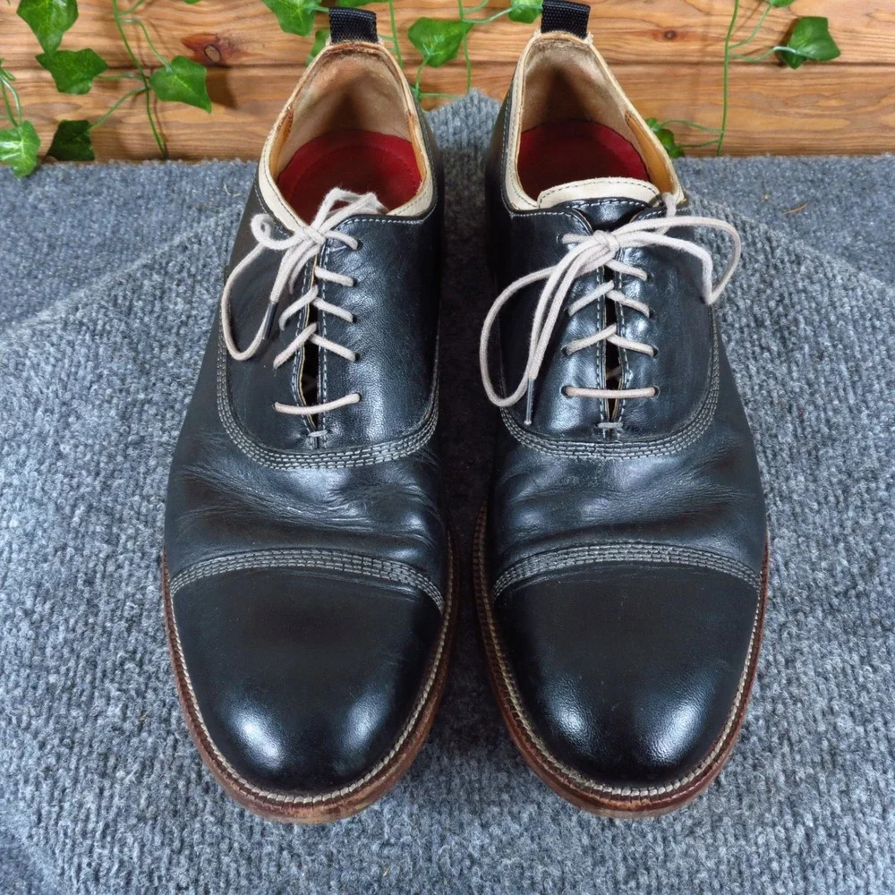 Johnston & Murphy 15-4705 Mens Cap Toe Oxford Size 9M Dress Shoes Black Leather‎